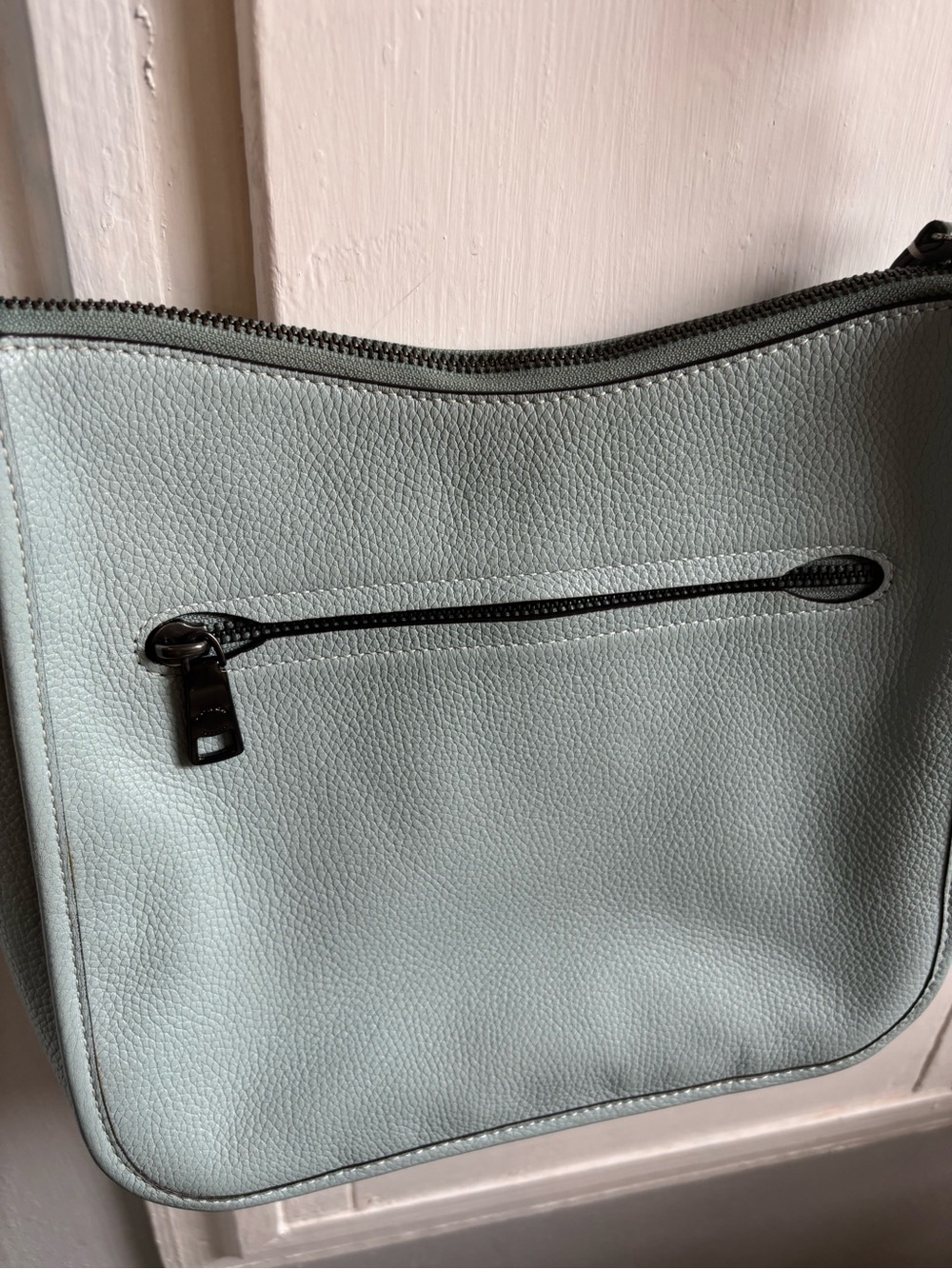 Coach Pebbled Leather Turnlock Crossbody in Pale Blue - Picture 2 of 8